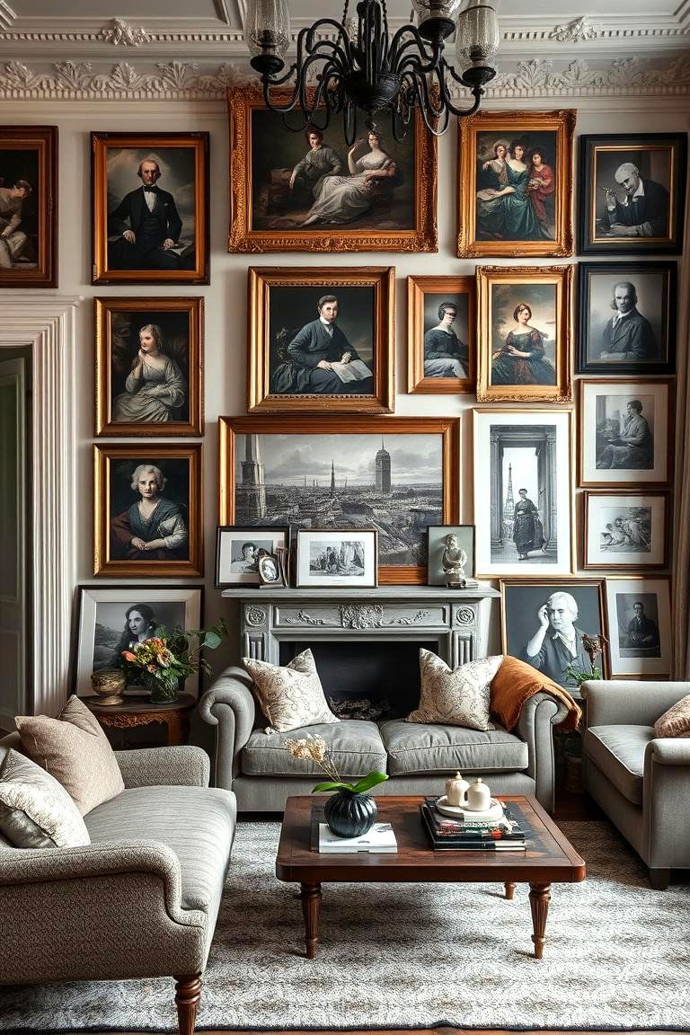 Vintage Artwork Displays - 24 Parisian-style Living Room Ideas
