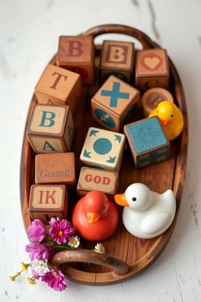 Vintage Baby Toy Centerpiece - 24 Baby Shower Centerpiece Ideas