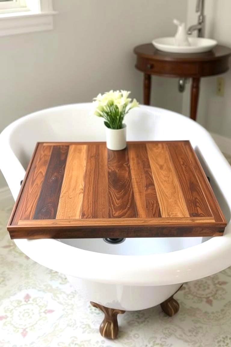 Vintage Bathtub Tray - 24 Country Bathroom Ideas