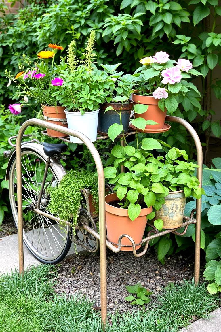 Vintage Bike Rack Garden Feature - 24 Old Bicycle Garden Ideas