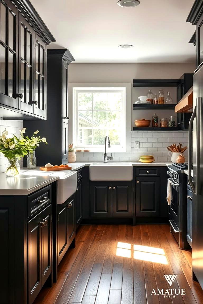 Vintage Black Shaker Cabinets - 24 Black Kitchen Cabinet Ideas