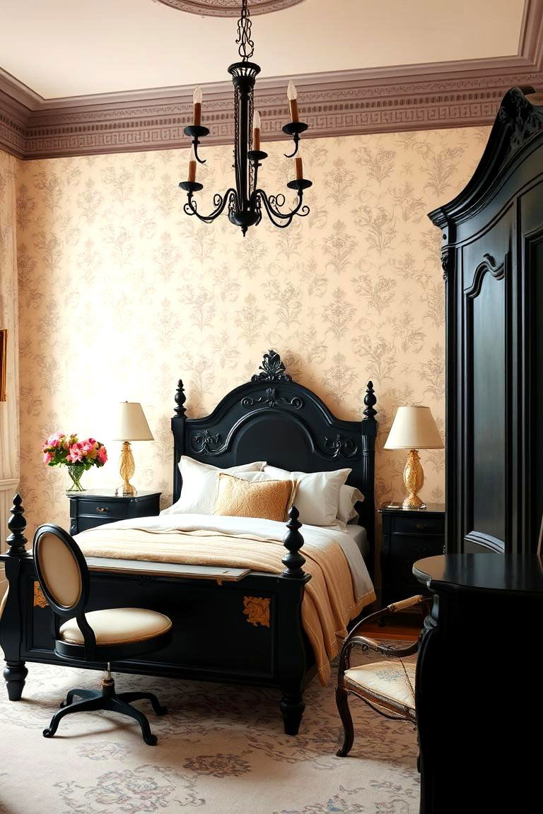 Vintage Black and Cream Design - 24 Cream and Black Bedroom Ideas