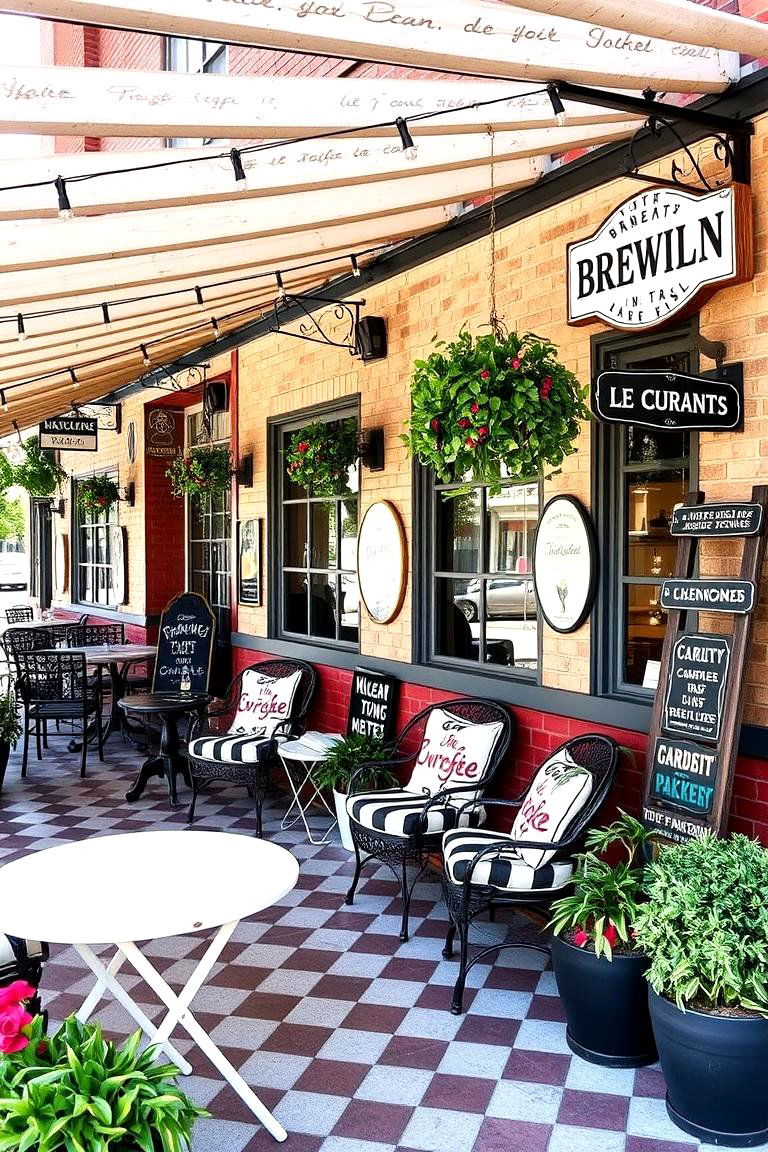 Vintage Black and White Signage Decor - 24 Black and White Patio Ideas