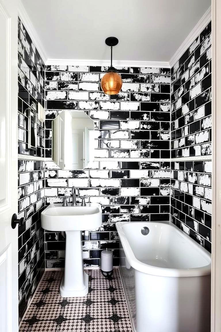 Vintage Black and White Tiles - 24 Black and White Bathroom Tile Ideas