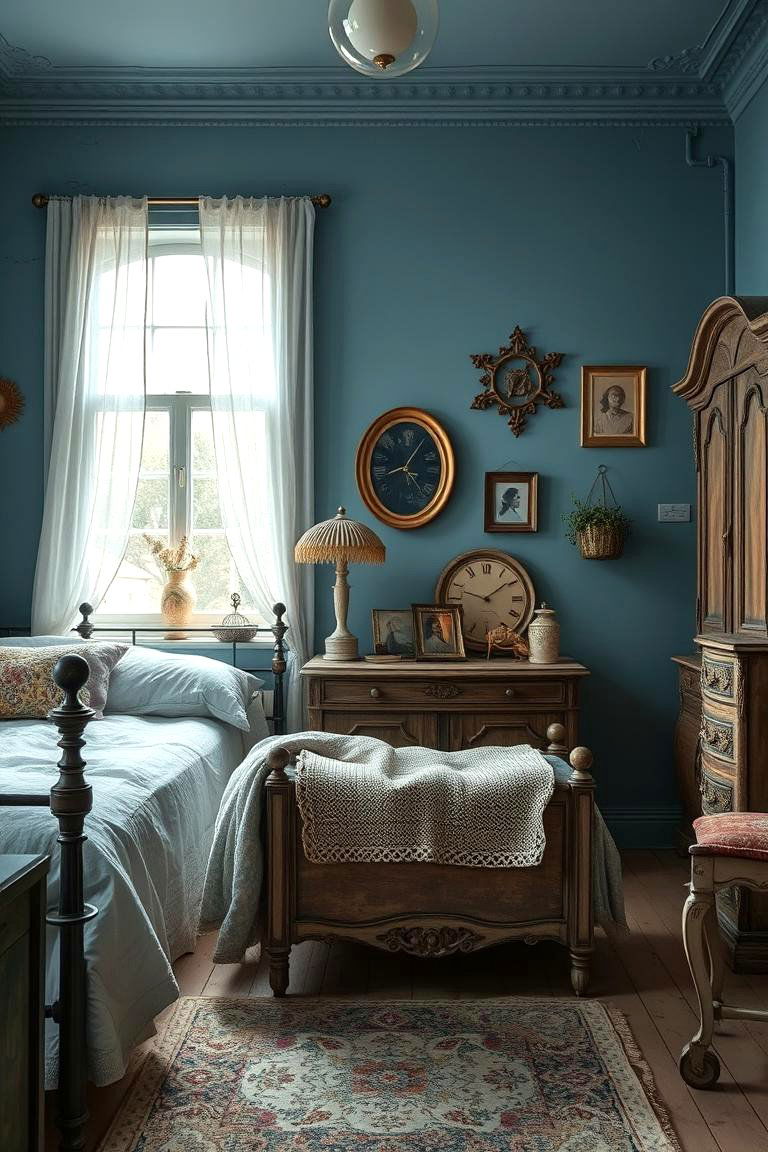 Vintage Blue Charm - 24 Moody Blue Bedroom Ideas