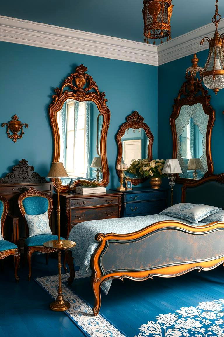 Vintage Blue Elegance - 24 Blue and White Bedroom Ideas