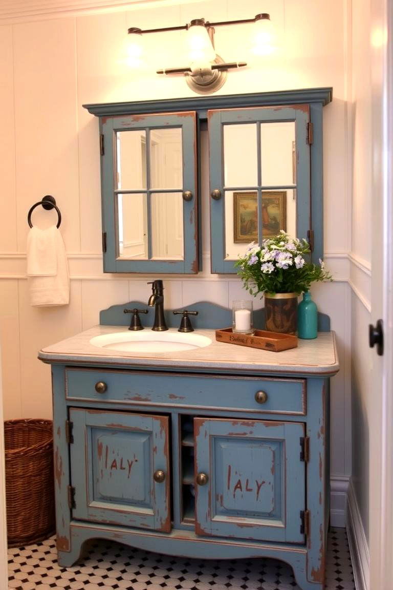 Vintage Blue Vanity Charm - 24 Blue Bathroom Vanity Ideas