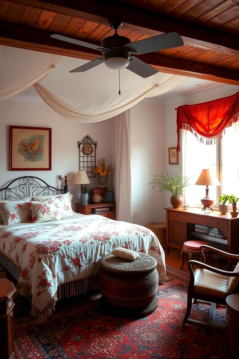 Vintage Boho Charm with Burnt Orange Accents - 24 Boho Burnt Orange Bedroom Ideas