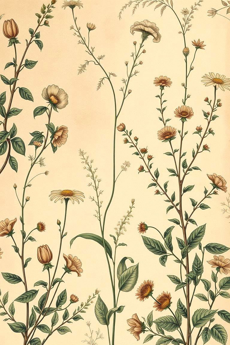 Vintage Botanical Mural - 24 Garden Mural Ideas