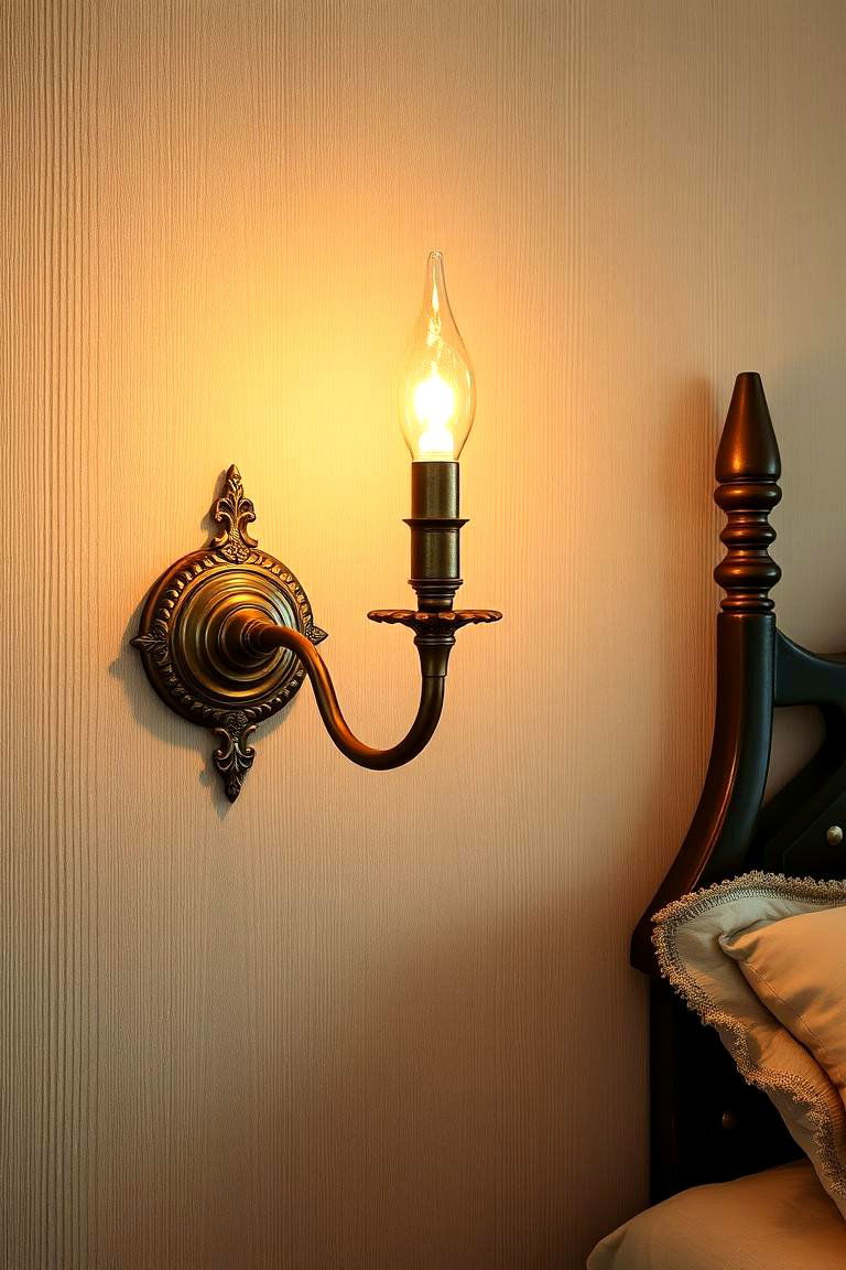 Vintage Brass Sconce - 24 Bedroom Wall Sconce Ideas