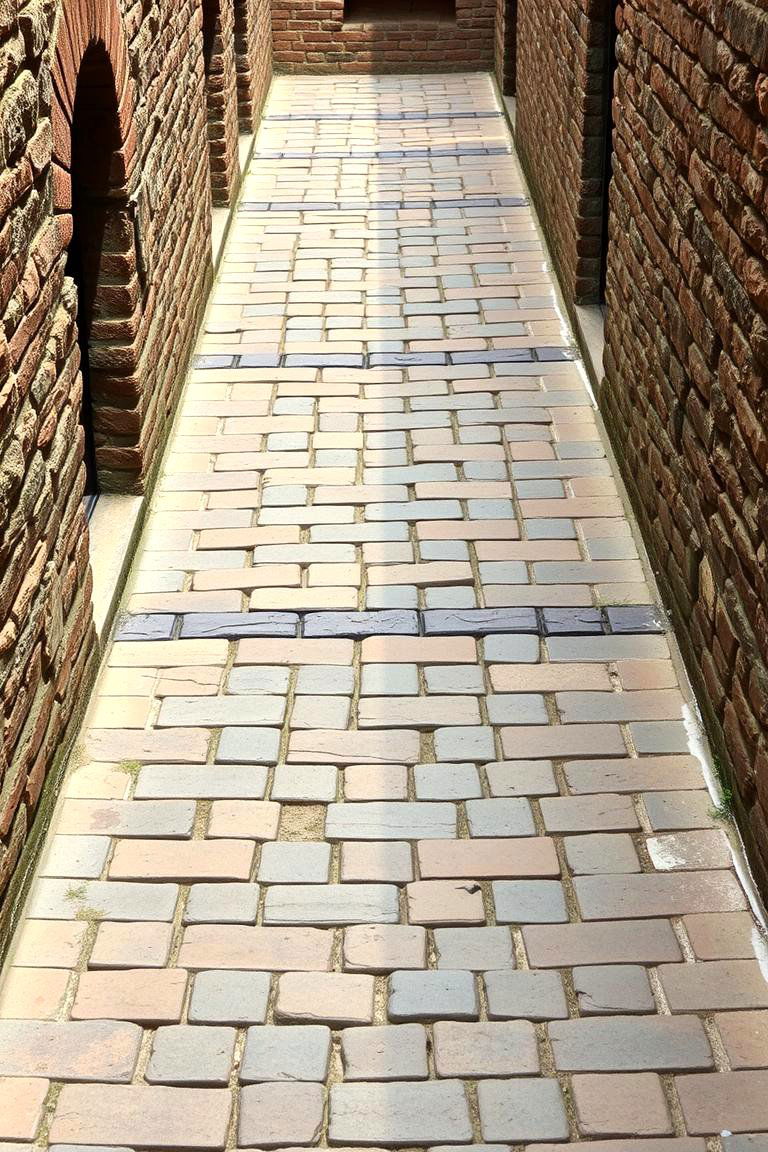 Vintage Brick and Stone Blend Walkway - 24 Stone Walkway Ideas