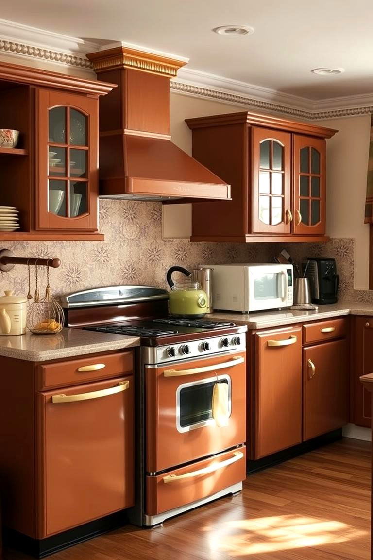 Vintage Brown Appliances Integration - 24 Brown Kitchen Ideas