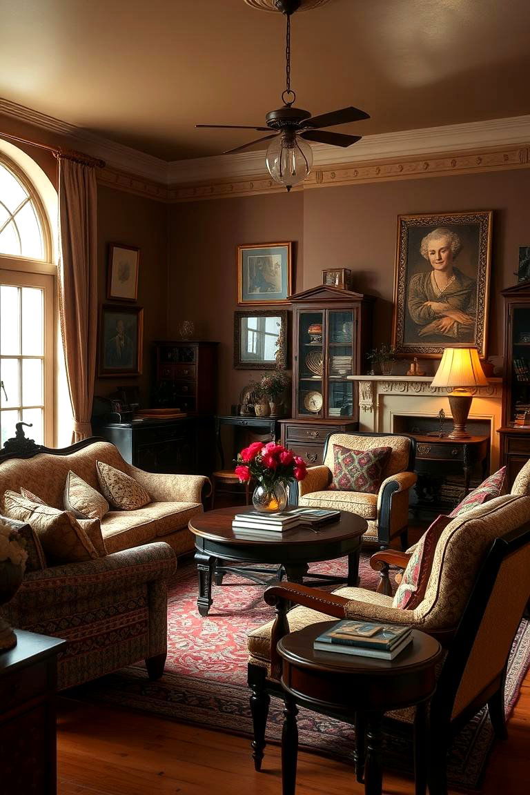 Vintage Brown with Classic Furnishings - 24 Brown Living Room Ideas