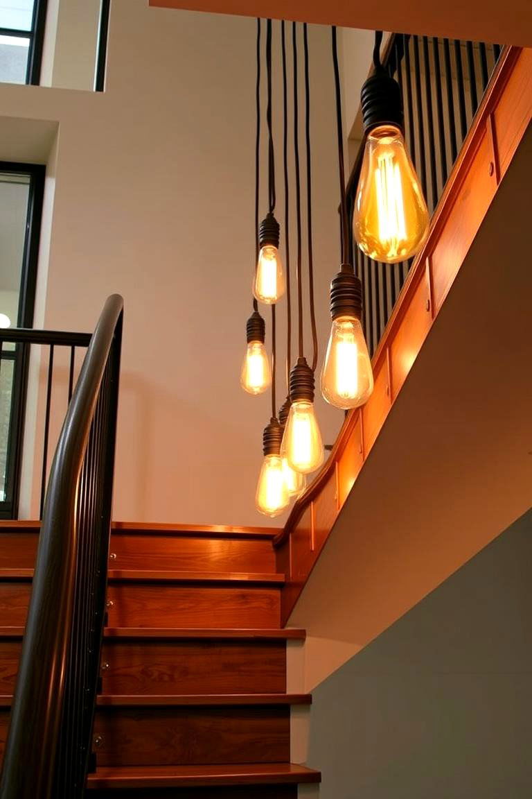 Vintage Bulb Staircase Lights - 24 Staircase Lighting Ideas