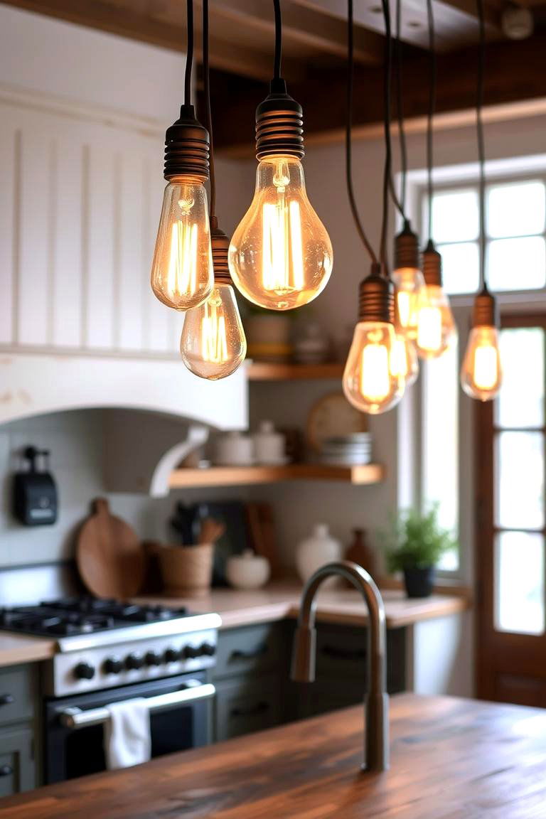 Vintage Bulbs for a Rustic Charm - 24 Small Kitchen Lighting Ideas