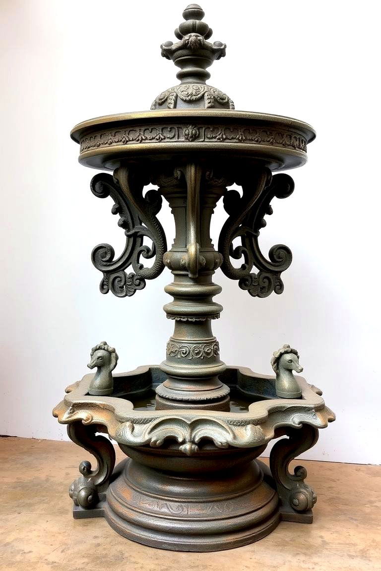 Vintage Cast Iron Fountain - 24 Pool Fountain Ideas