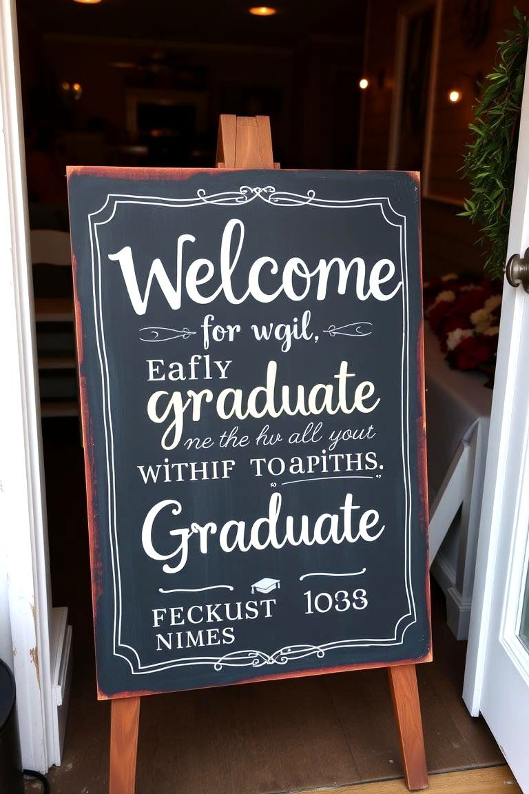 Vintage Chalkboard Welcome Sign - 24 Graduation Party Ideas