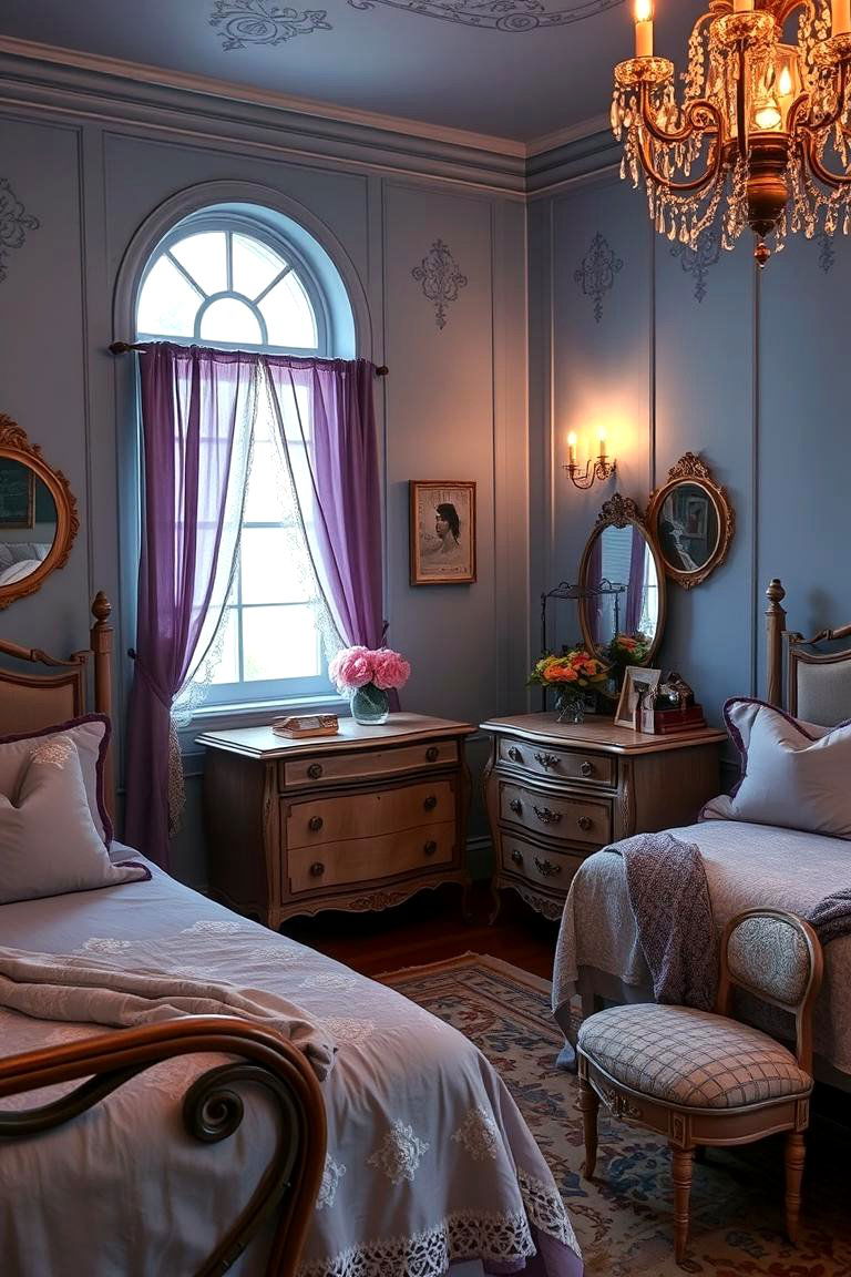 Vintage Charm - 24 Blue and Purple Bedroom Ideas