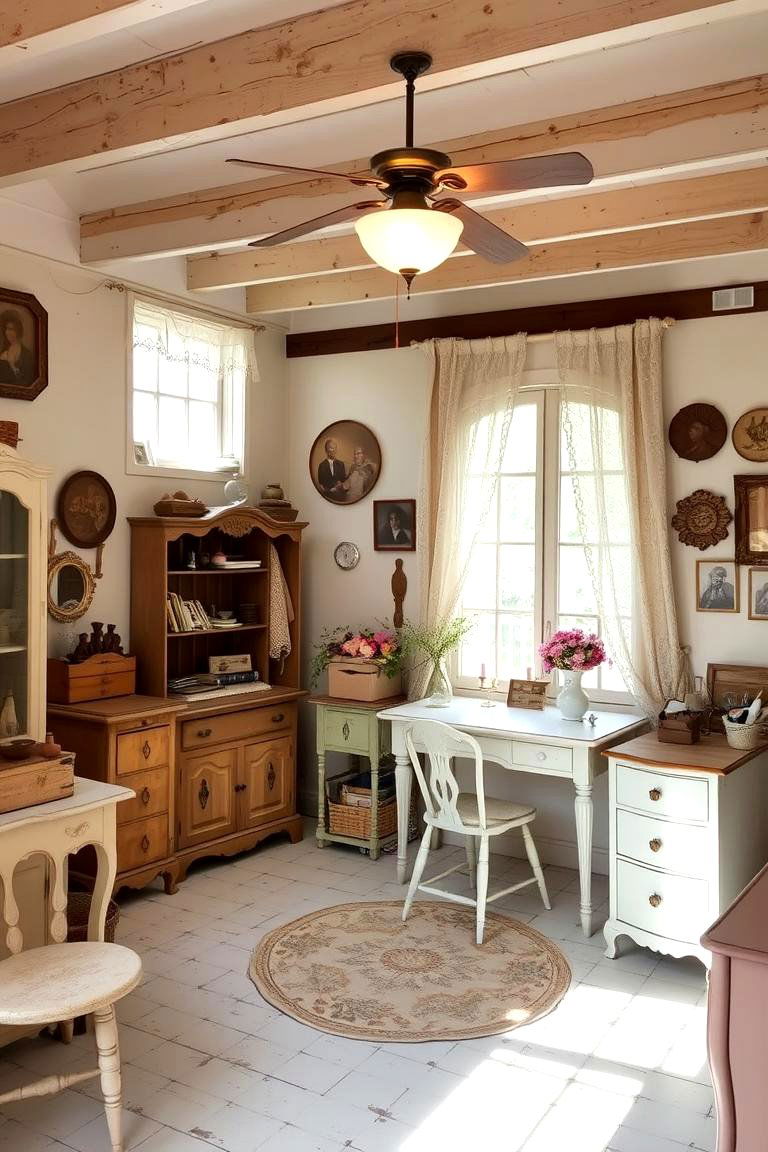 Vintage Charm Craft Room - 24 Craft Room Ideas