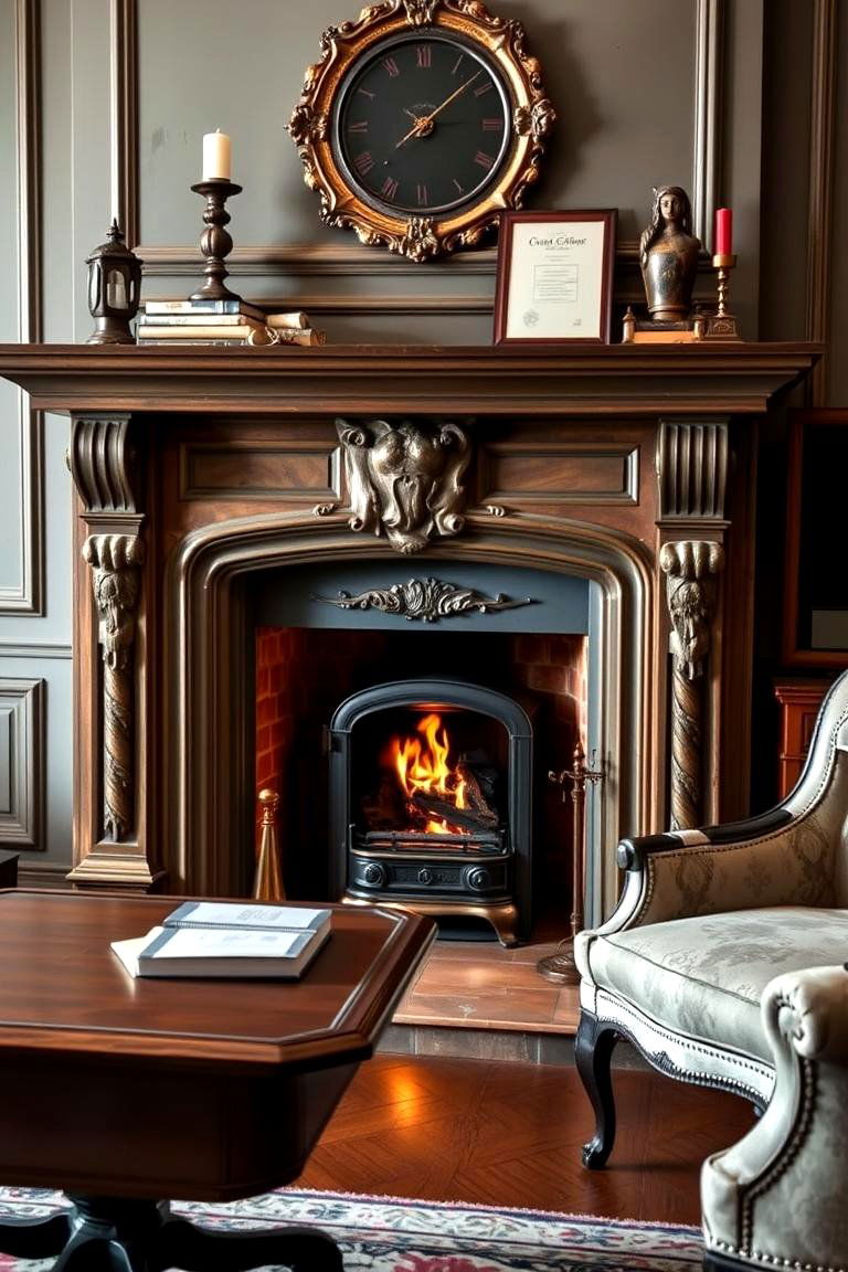 Vintage Charm Fireplace Office - 24 Home Office With Fireplace Ideas
