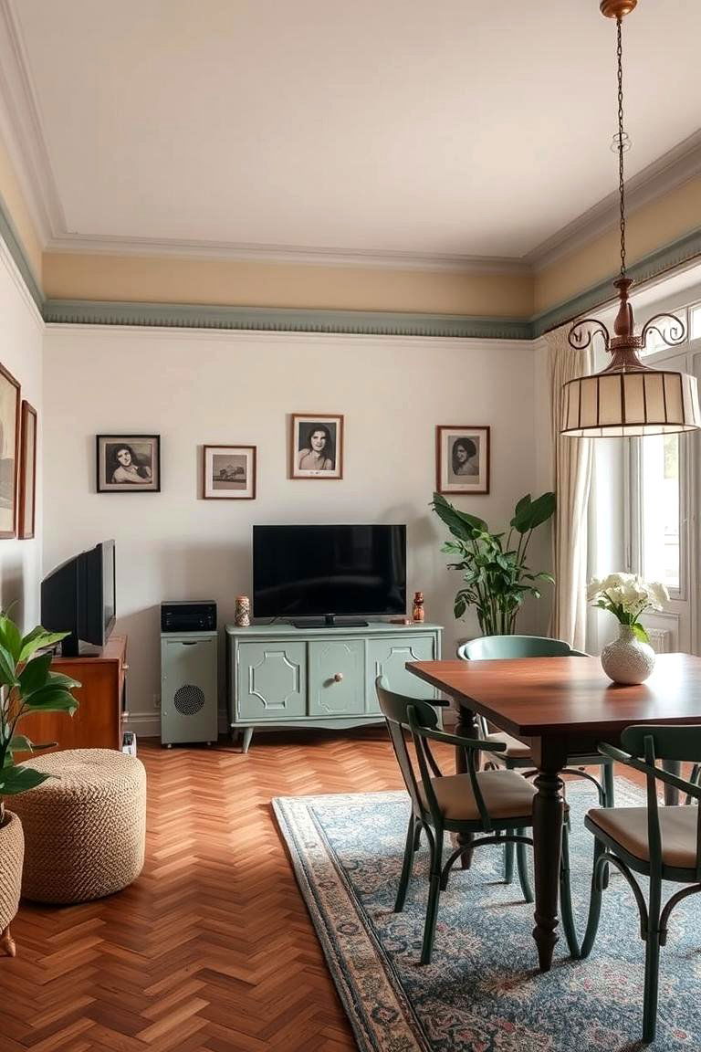 Vintage Charm Meets Modern Functionality - 24 Small Living Room Ideas With Tv and Dining Table