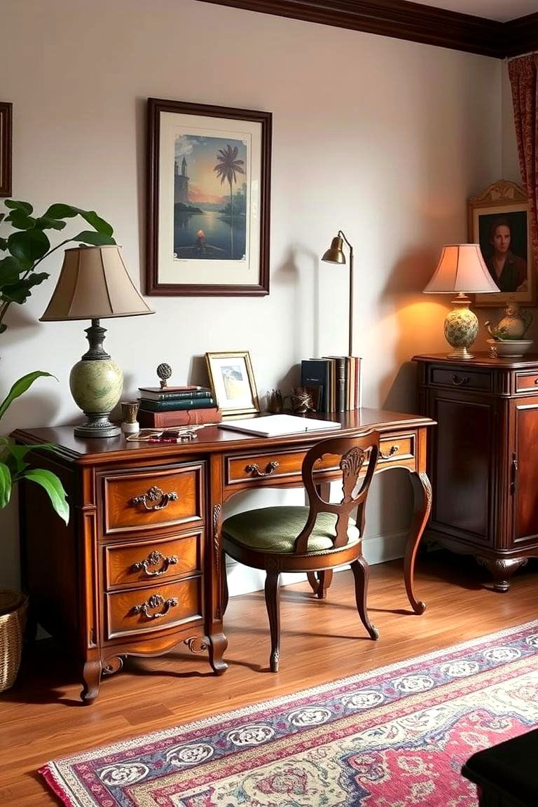 Vintage Charm Office Corner - 24 Desk in Living Room Ideas