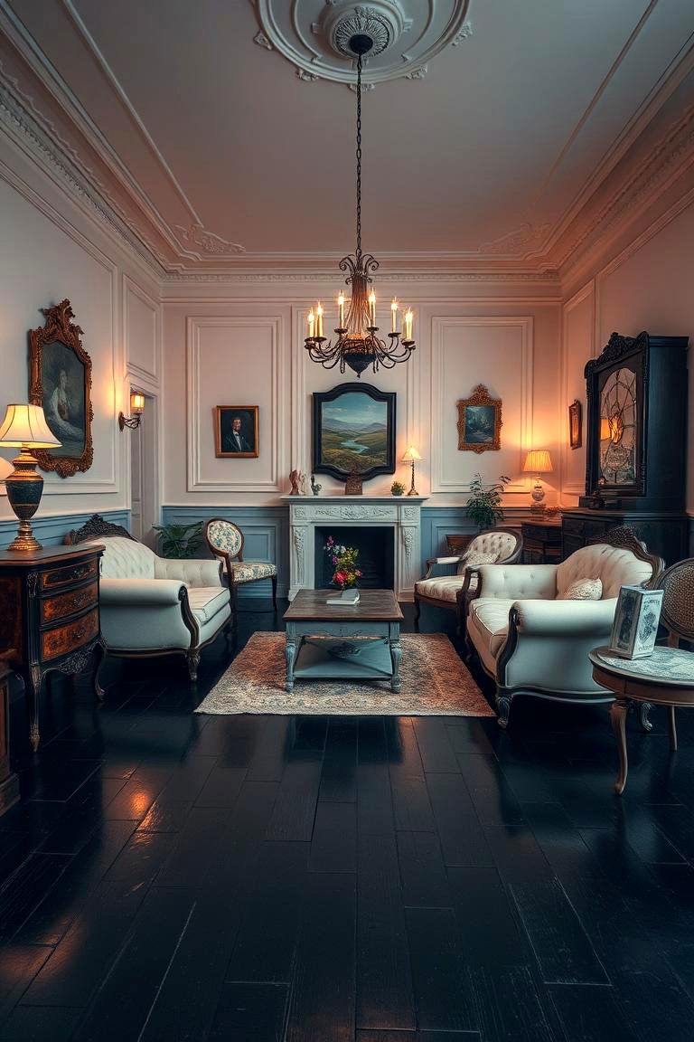 Vintage Charm Reimagined - 24 Black Floor Living Room Ideas