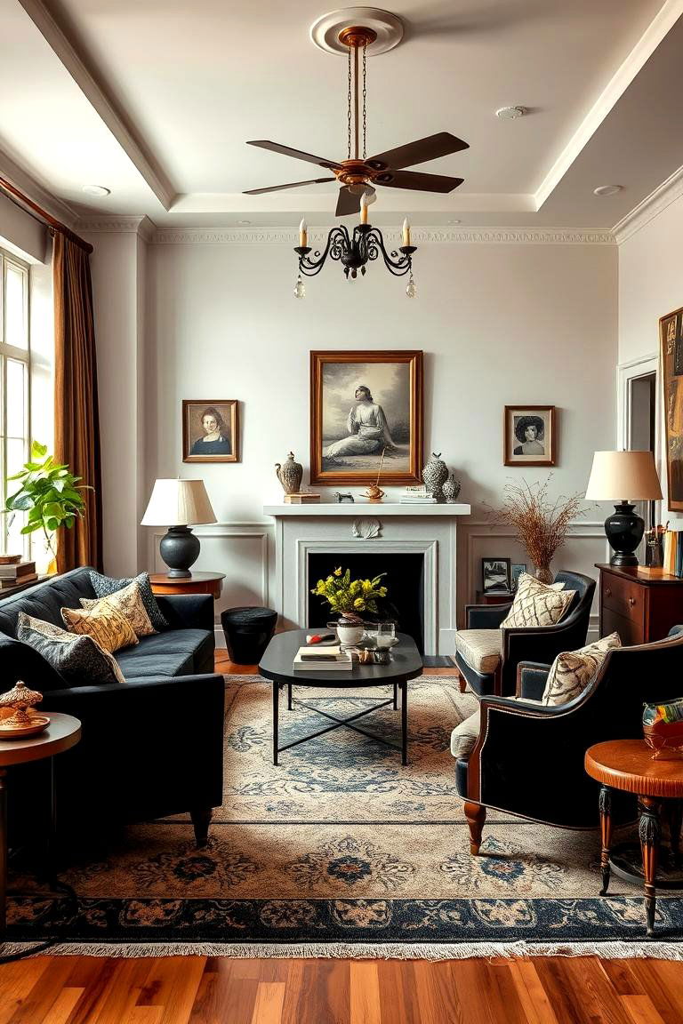 Vintage Charm Revival - 24 Black and Beige Living Room Ideas