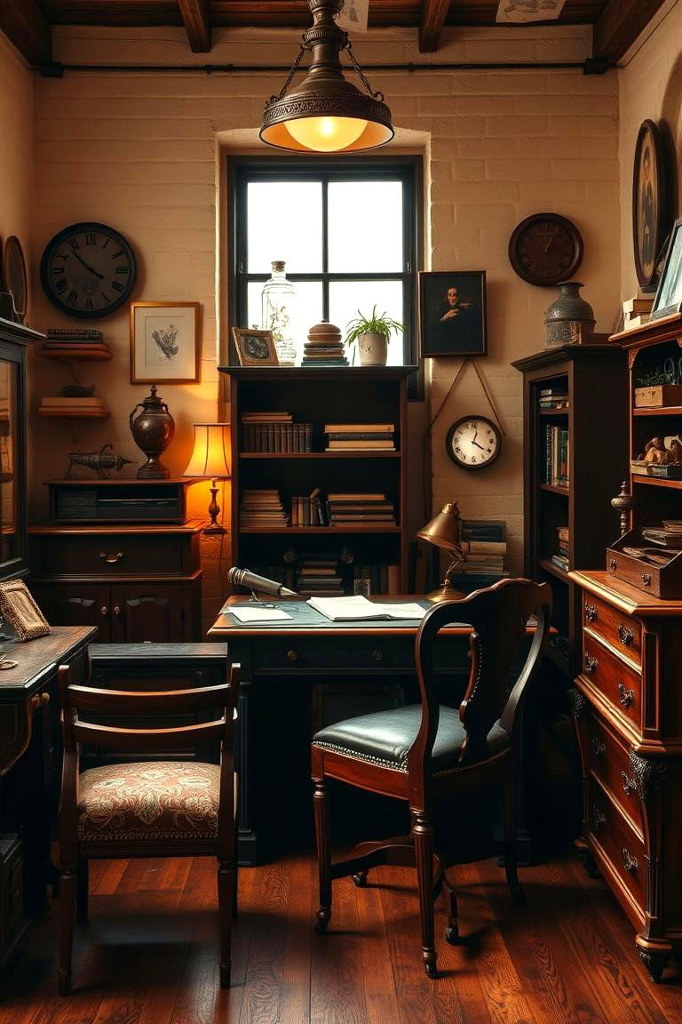 Vintage Charm Workspace - 24 Home Office Ideas for Him