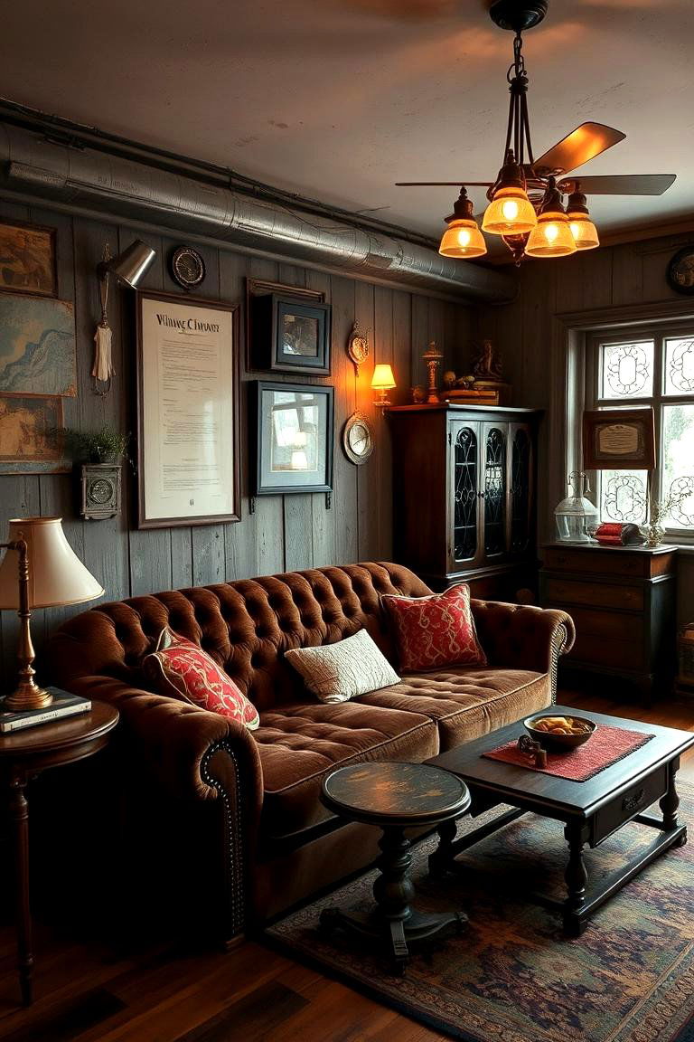 Vintage Charm and Warmth - 24 Dark Brown Couch Living Room Ideas