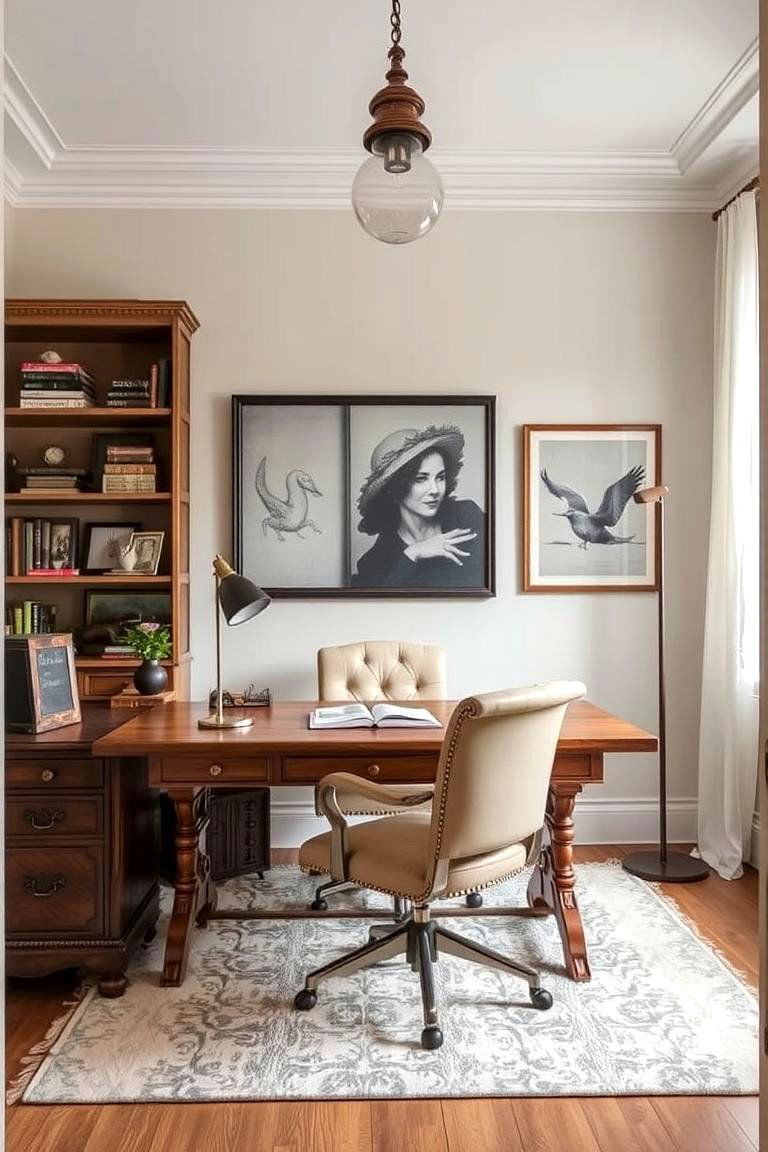 Vintage Charm for a Modern Workspace - 24 Home Office Ideas for Her