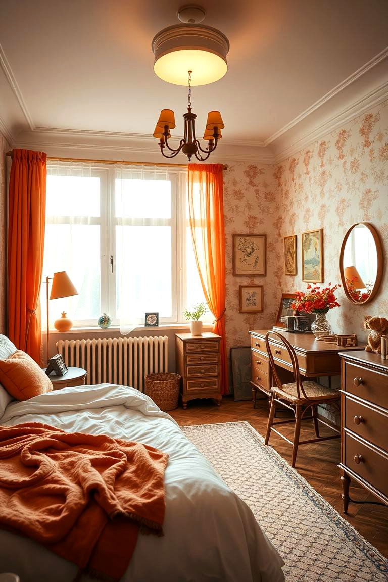Vintage Charm with Burnt Orange Elements - 24 Burnt Orange Bedroom Ideas