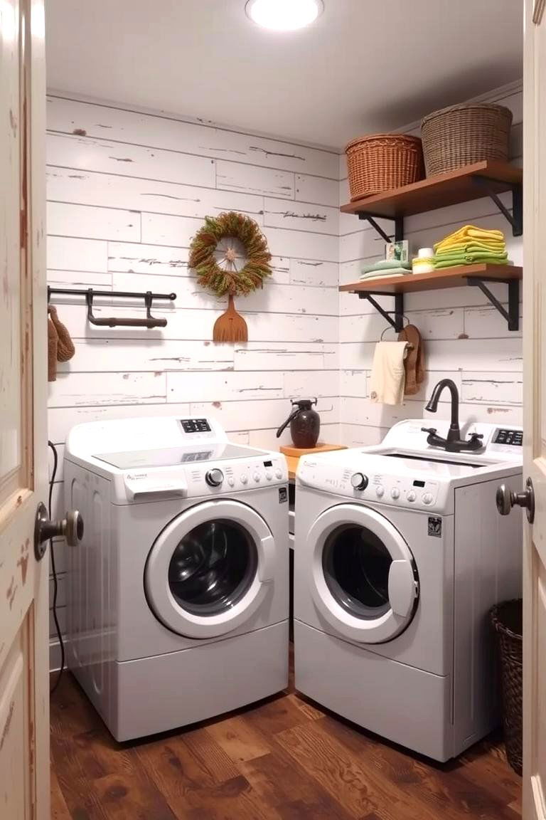 Vintage Charm with Shiplap Accents - 24 Shiplap Laundry Room Ideas