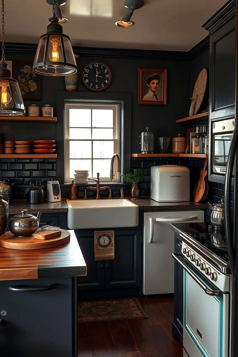 Vintage Chic Dark Kitchen - 24 Dark Kitchen Ideas
