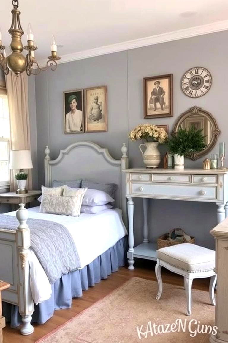 Vintage Chic Revival - 24 Blue and Grey Bedroom Ideas