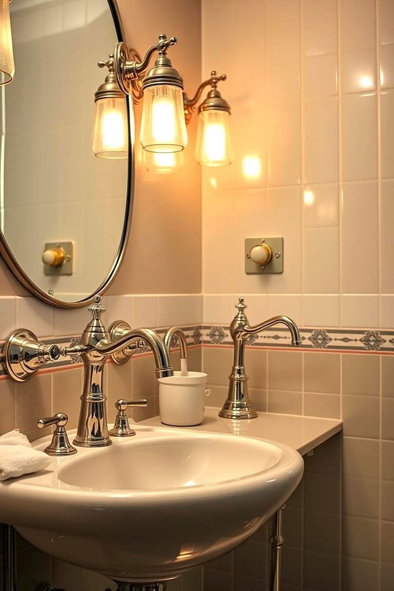Vintage Chrome Details - 24 Art Deco Bathroom Ideas