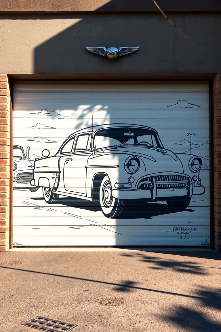 Vintage Classic Car Tribute Mural - 24 Garage Door Murals