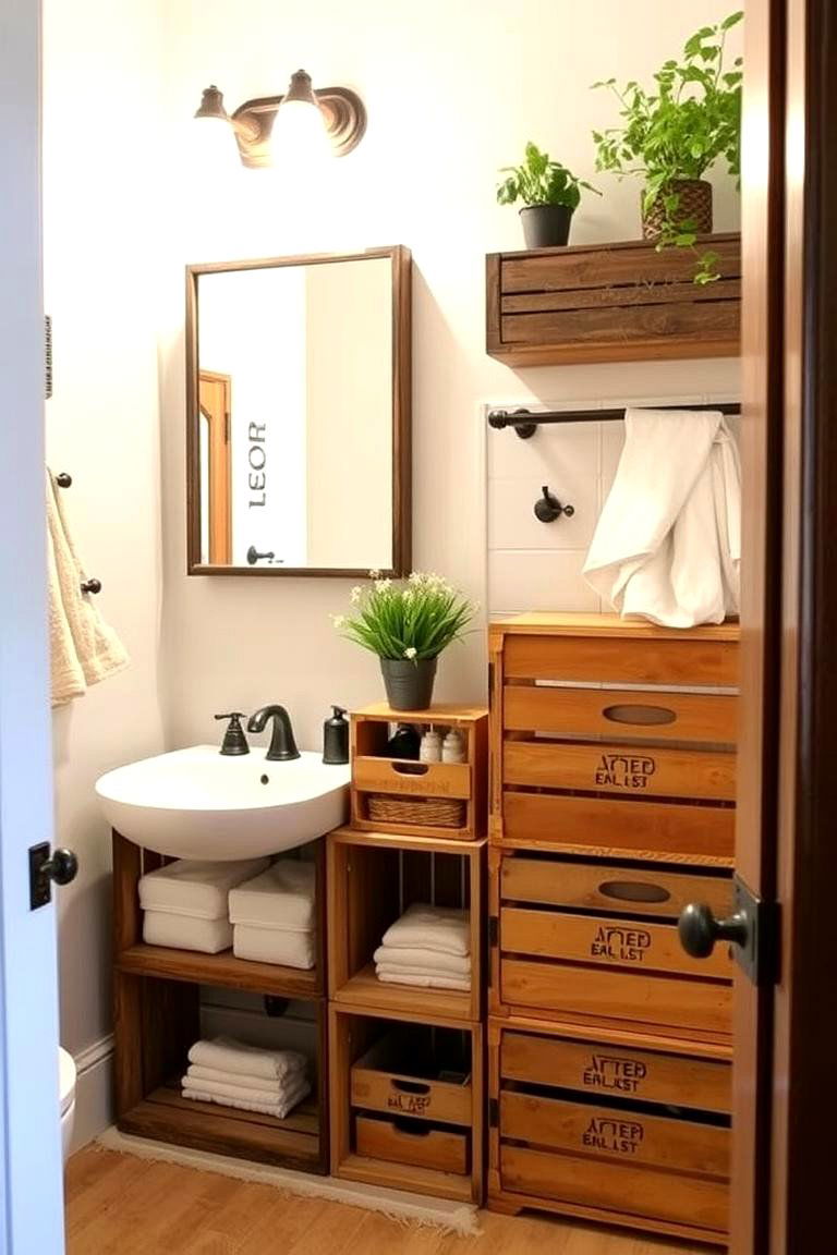 Vintage Crate Organizer - 24 Toilet Paper Storage Ideas