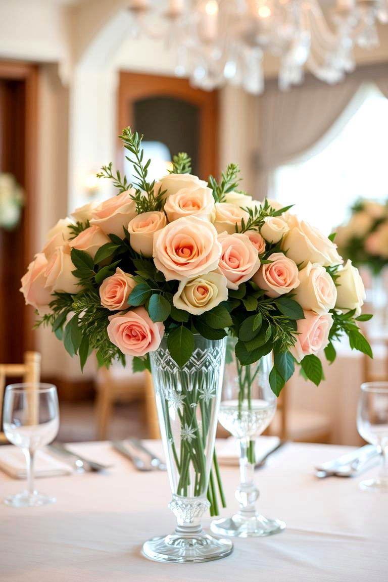 Vintage Crystal Vases - 24 Tall Wedding Centerpiece Ideas