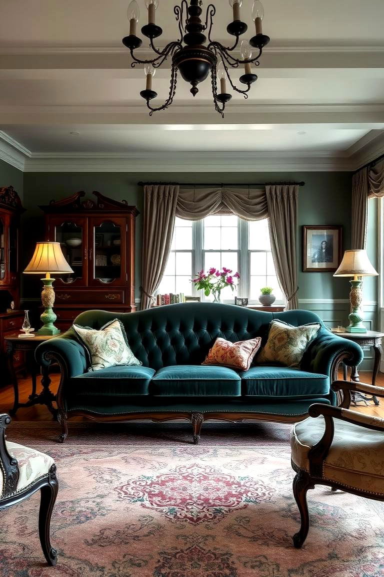 Vintage Dark Green Sofa Statement - 24 Victorian Dark Green Living Room Ideas