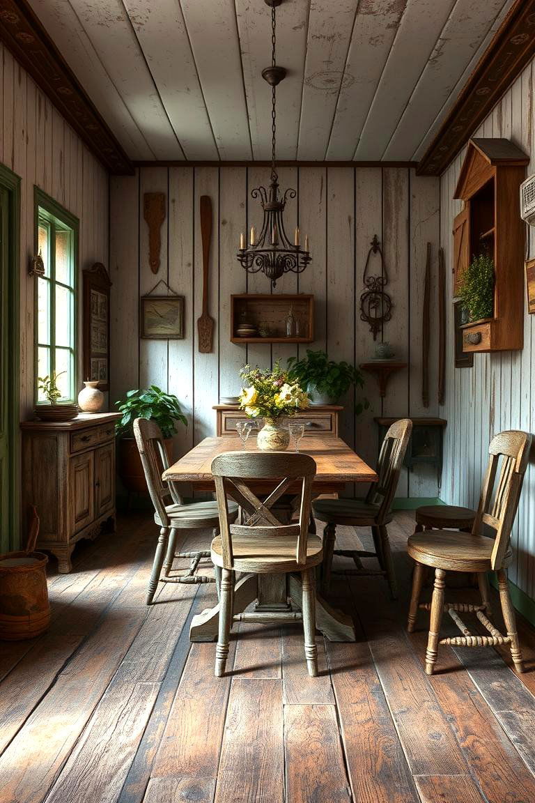Vintage Distressed Look - 24 Dining Room Wainscoting Ideas