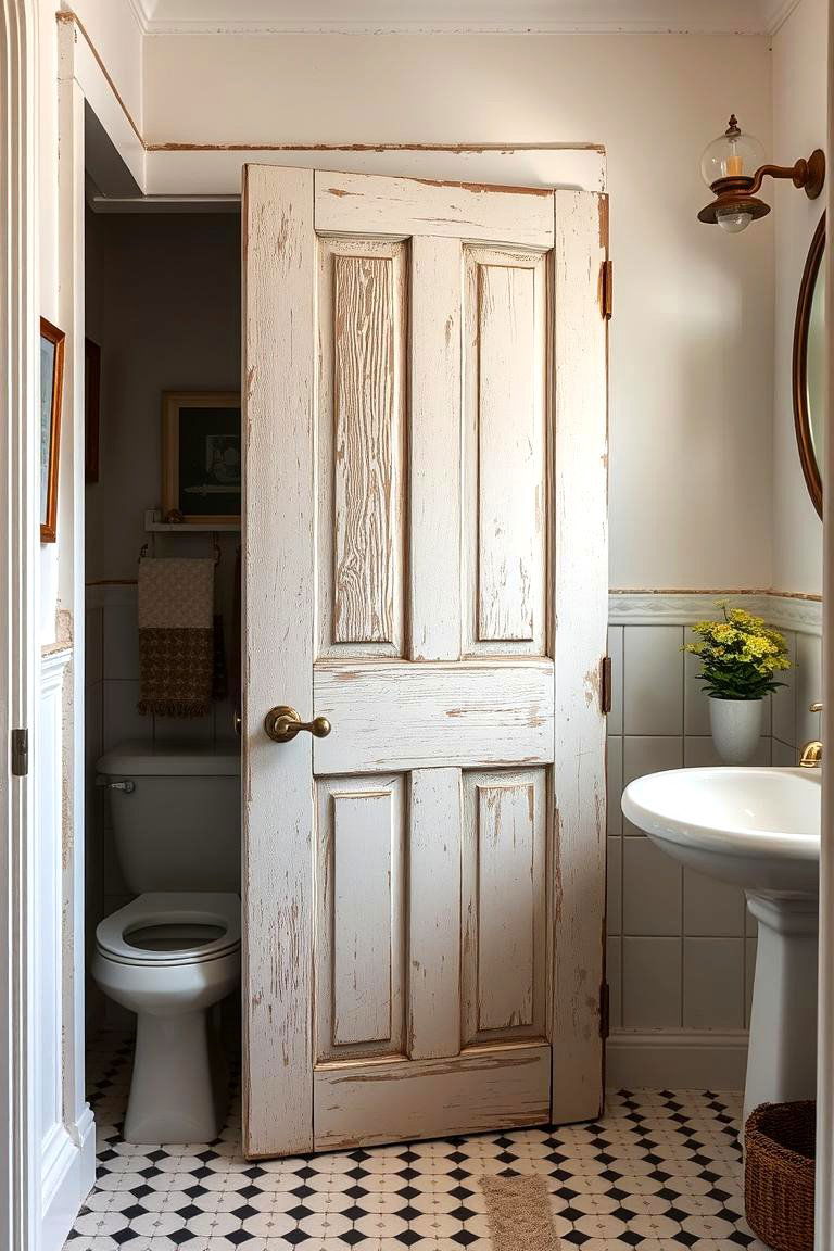 Vintage Distressed Pocket Door - 24 Bathroom Pocket Door Ideas