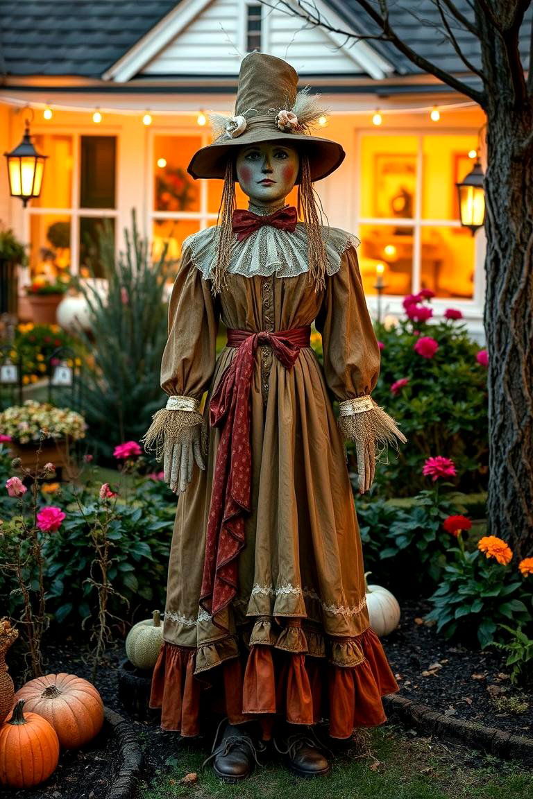 Vintage Dress Scarecrow - 24 Garden Scarecrow Ideas