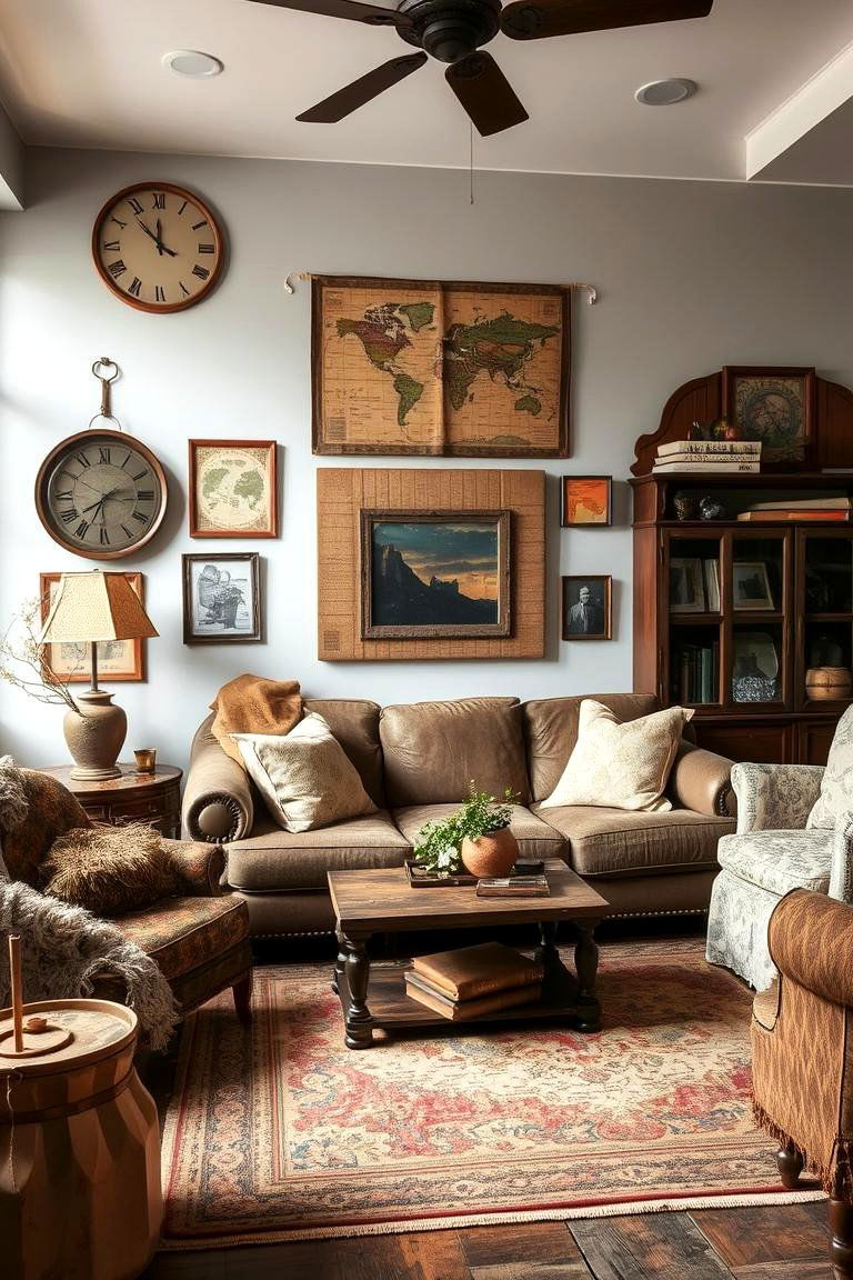 Vintage Earthy Accents - 24 Primitive Living Room Ideas