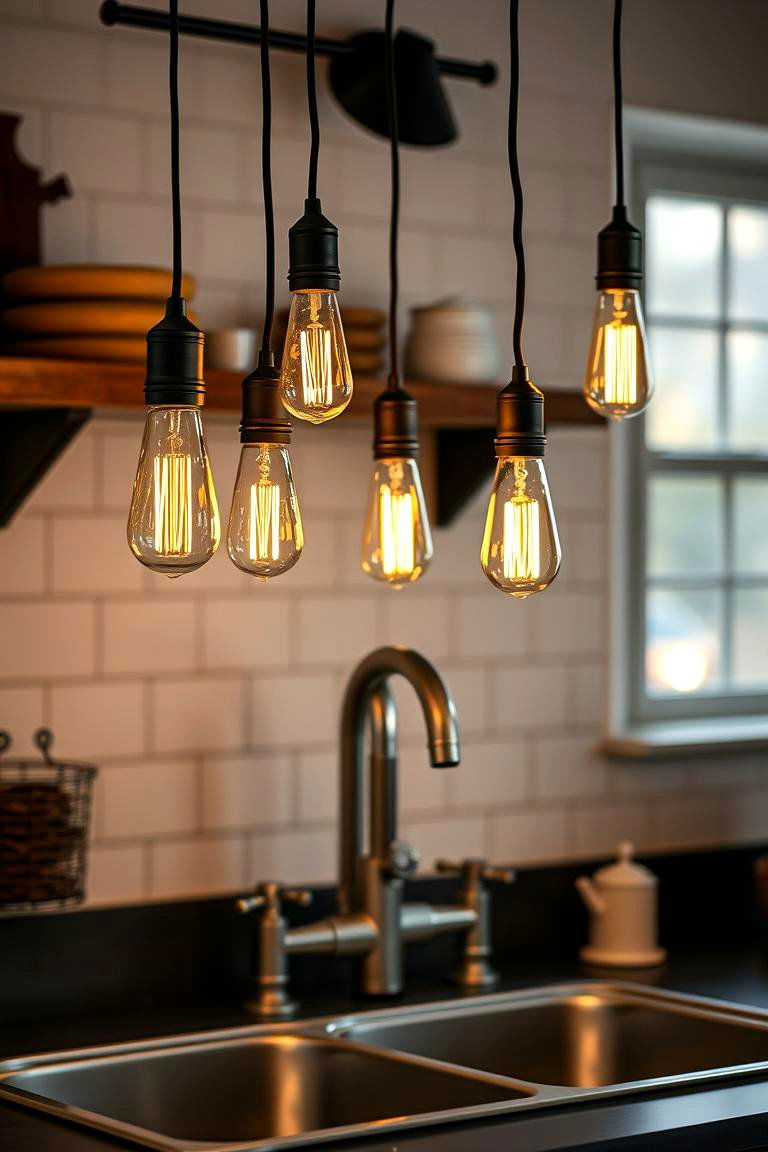 Vintage Edison Bulb Fixtures - 24 Kitchen Sink Lighting Ideas