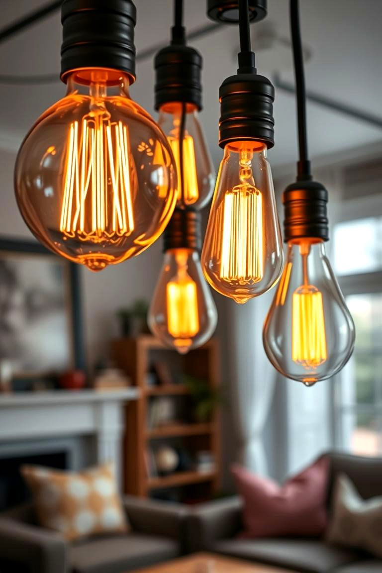 Vintage Edison Bulb Fixtures - 24 Living Room Ceiling Lighting Ideas
