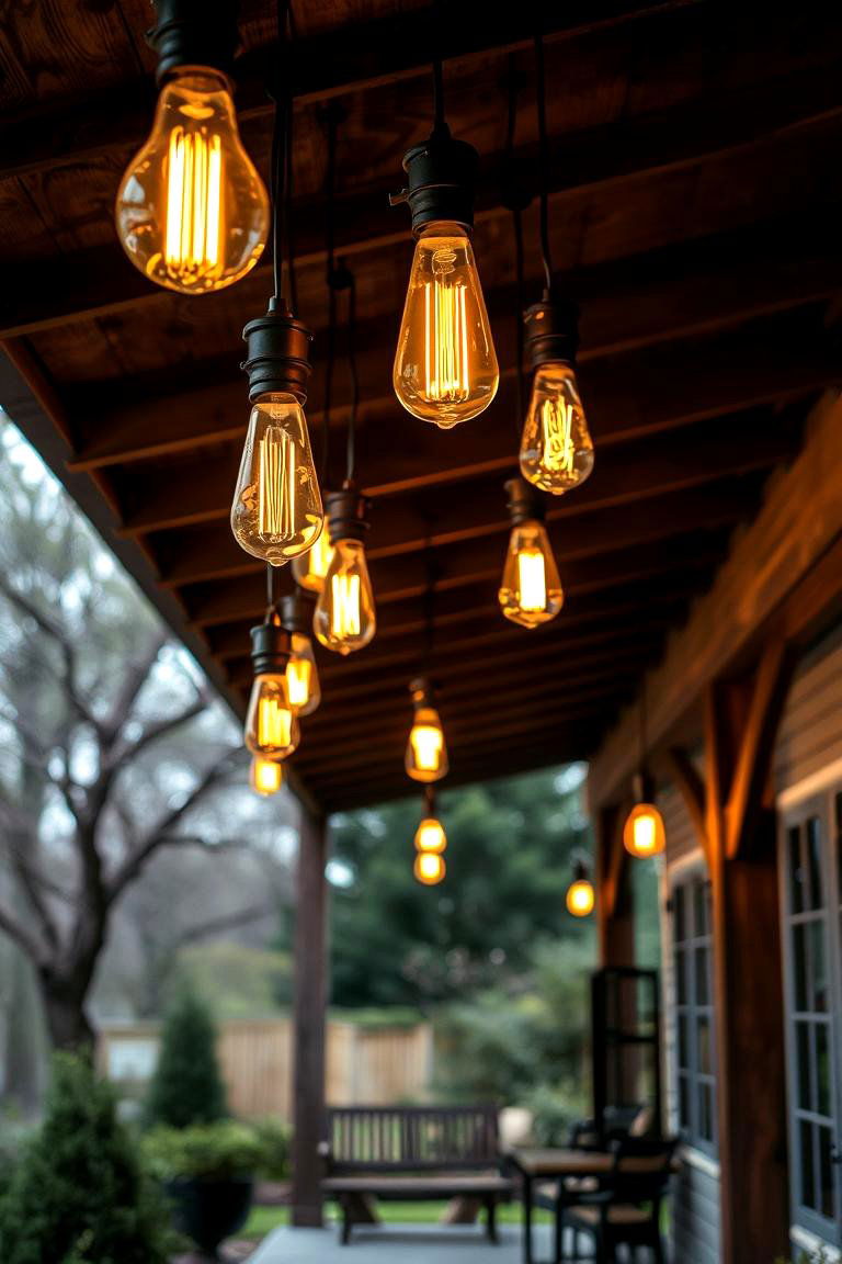 Vintage Edison Bulb Fixtures - 24 Covered Patio Lighting Ideas