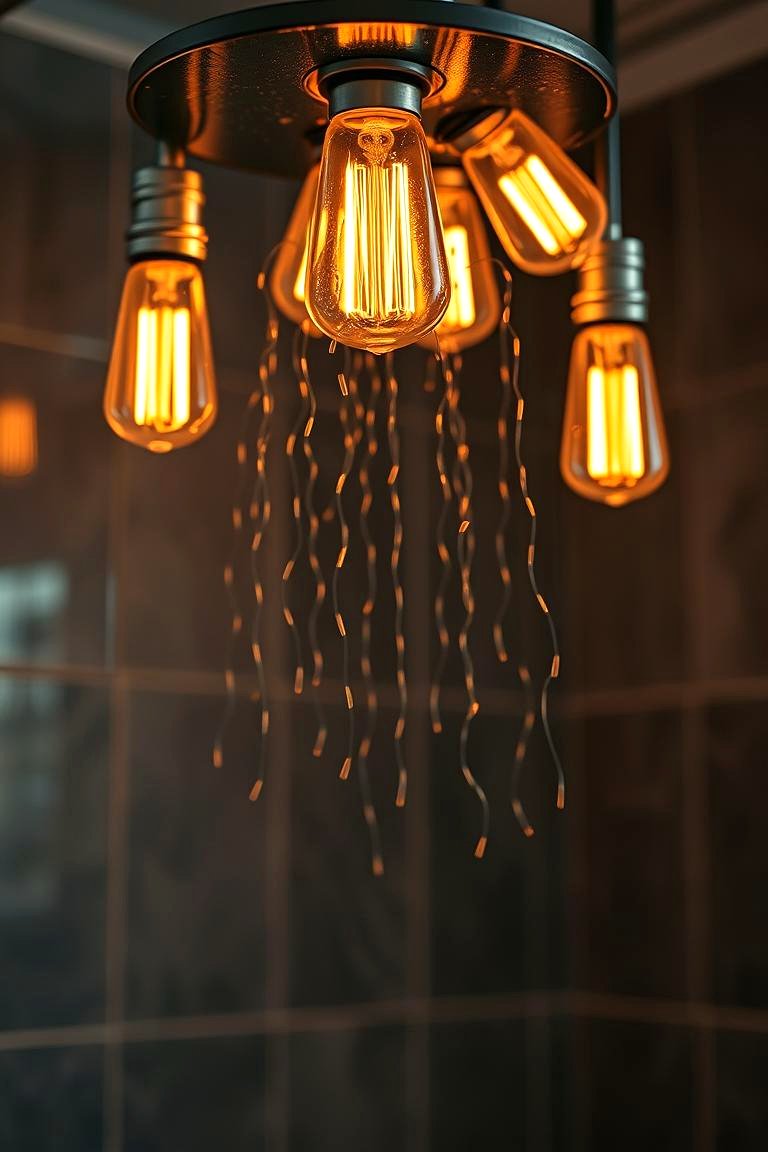 Vintage Edison Bulb Shower Ambience - 24 Shower Lighting Ideas