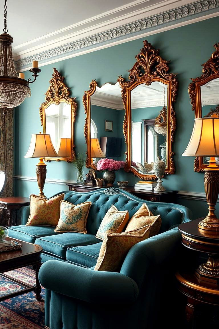 Vintage Elegance - 24 Teal Couch Living Room Ideas
