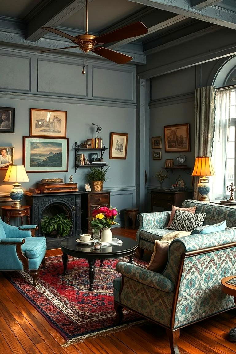 Vintage Elegance Timeless Blue and Grey Ambiance - 24 Blue and Grey Living Room Ideas